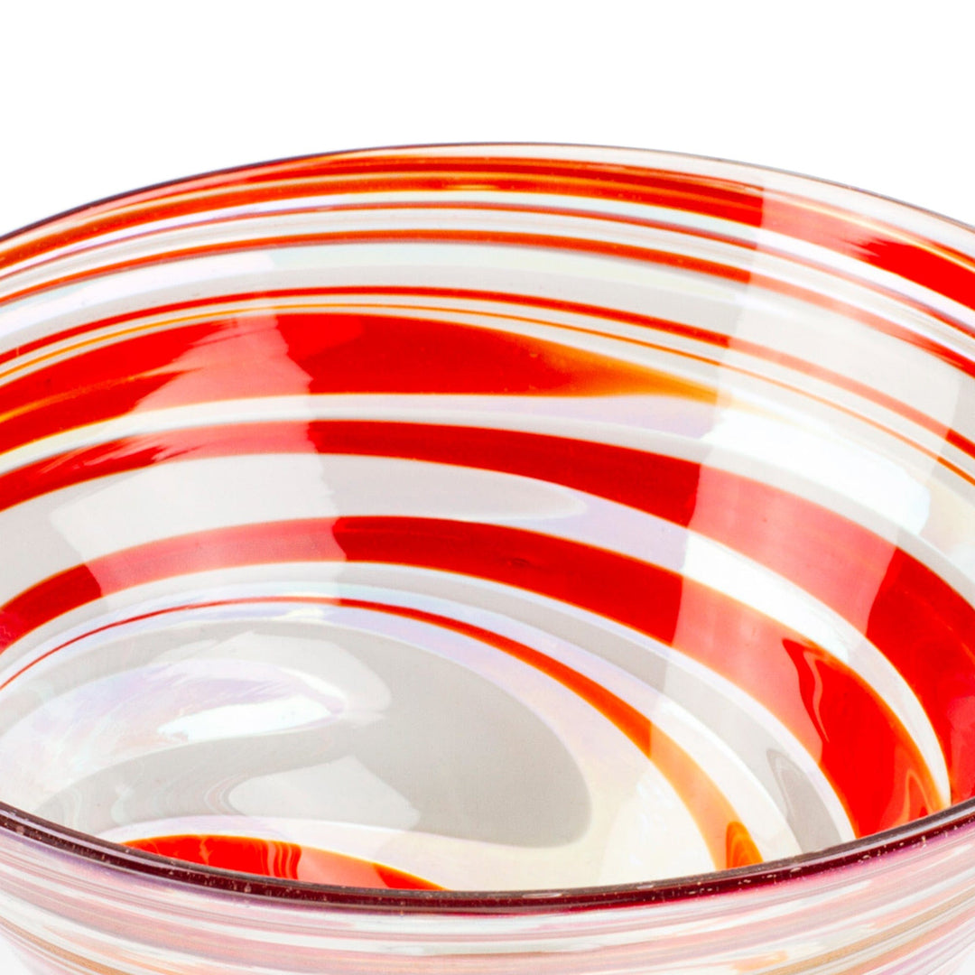 Set of 4 Eco-Friendly Red Handblown Martini Glasses - Tropical Swirl