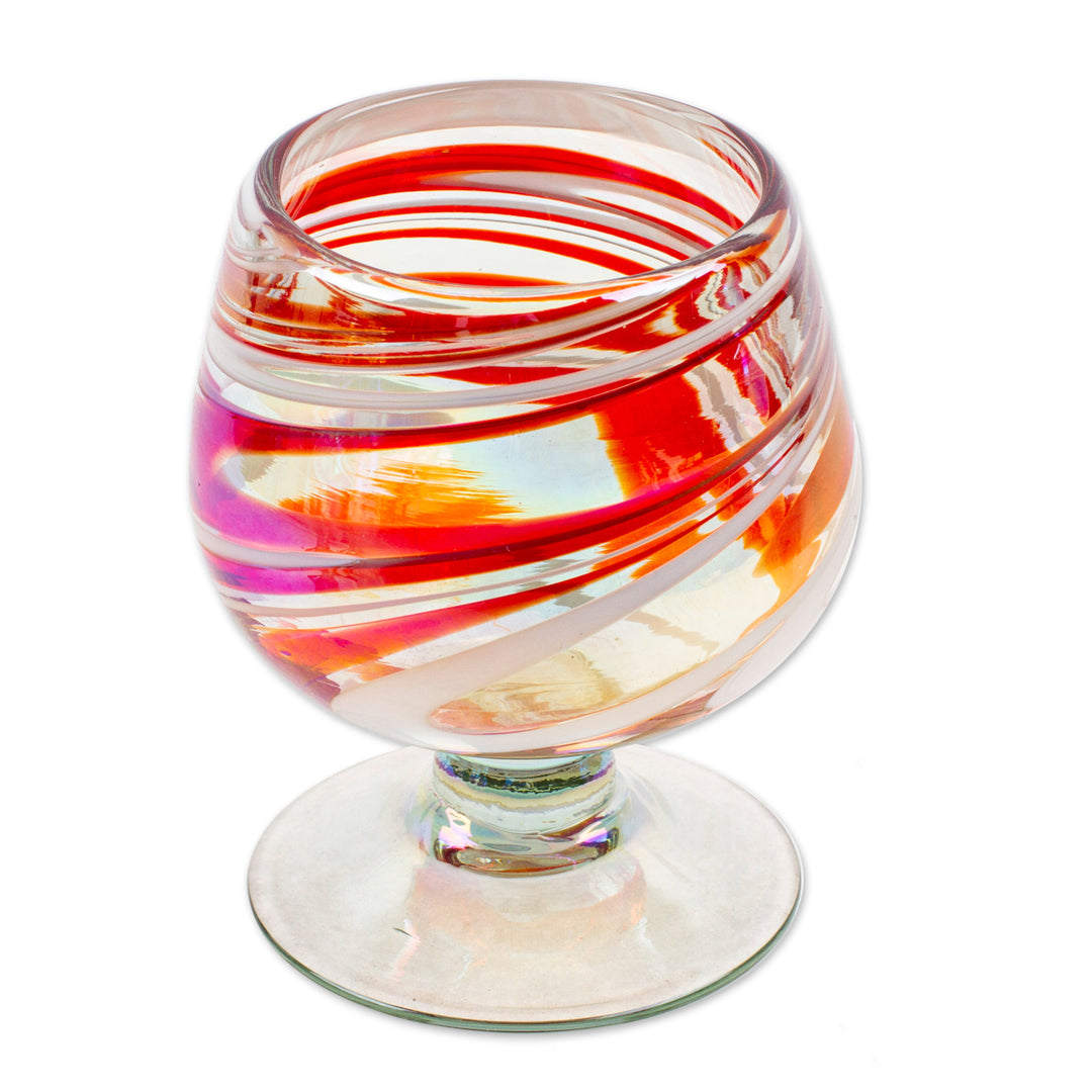 Set of 4 Eco-Friendly Red Handblown Glass Goblets - Grace Enchantment