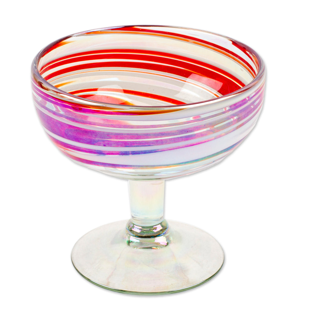 Set of 4 Eco-Friendly Red Handblown Coupe Glasses - Trendy Enchantment