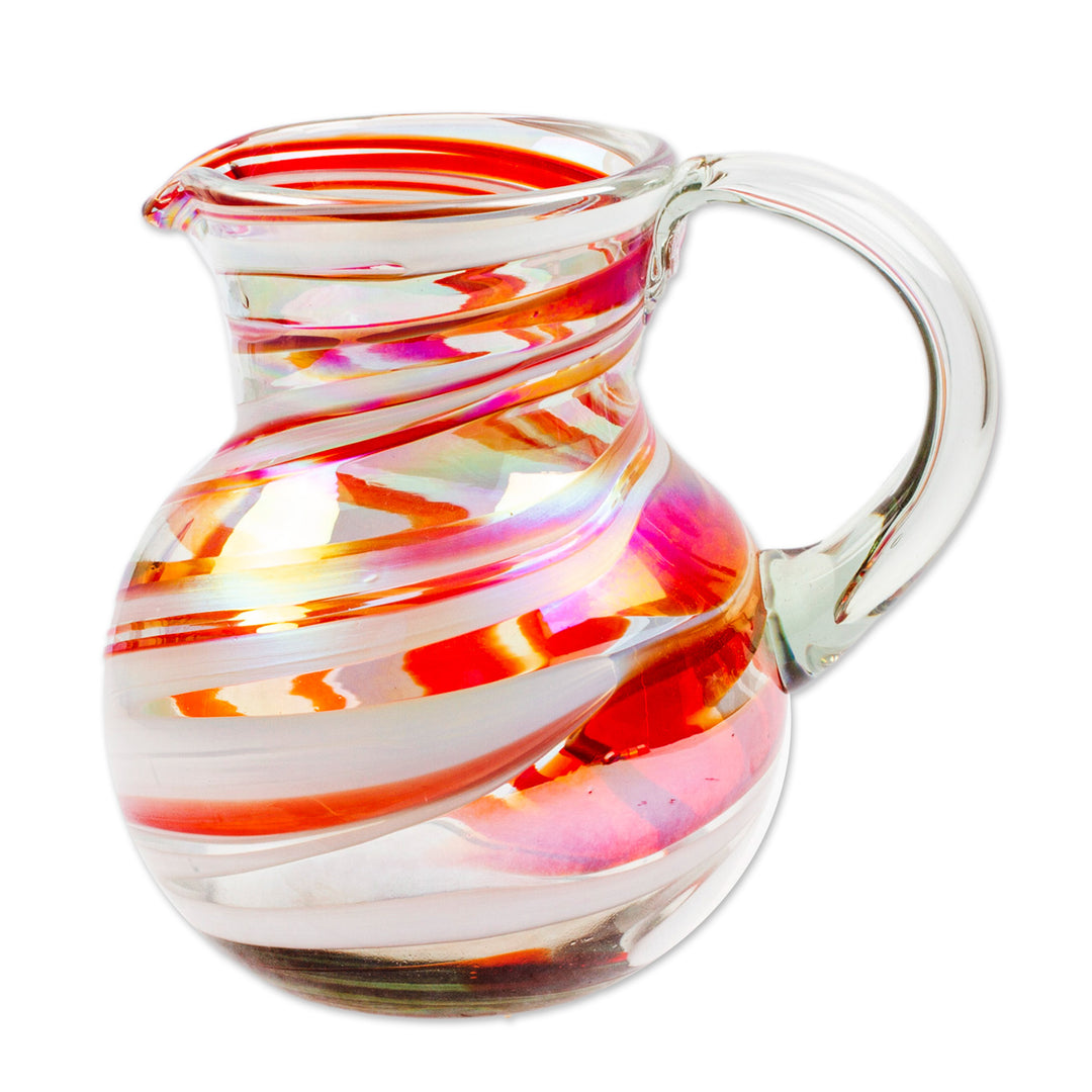 Eco-Friendly Red Handblown Recycled Glass Pitcher - Great Enchantment