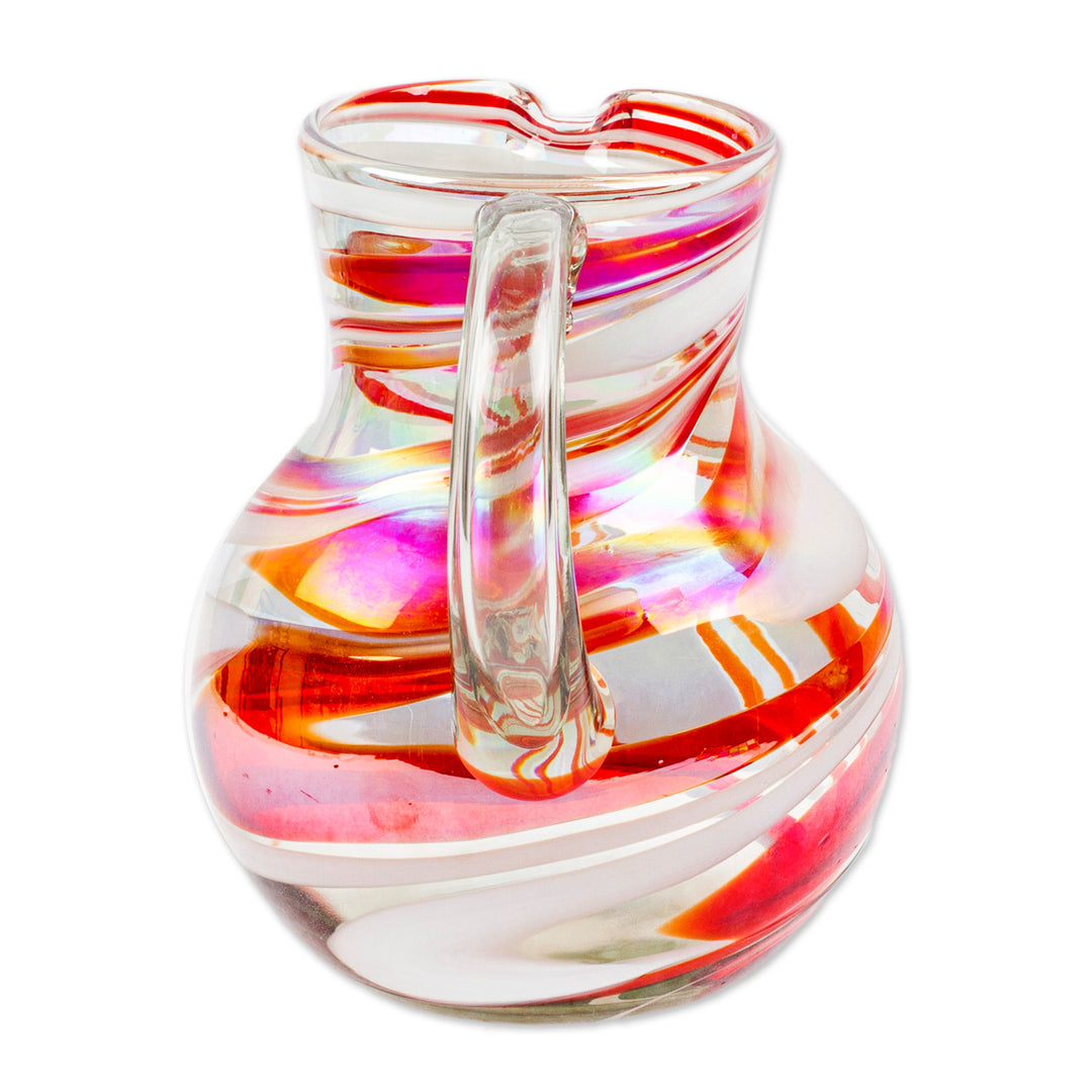 Eco-Friendly Red Handblown Recycled Glass Pitcher - Great Enchantment