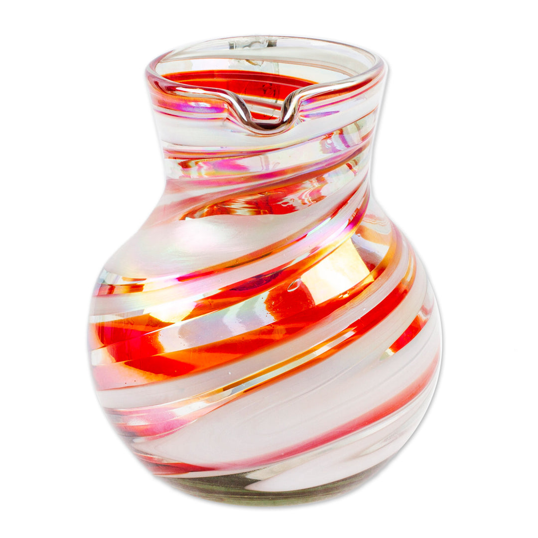 Eco-Friendly Red Handblown Recycled Glass Pitcher - Great Enchantment