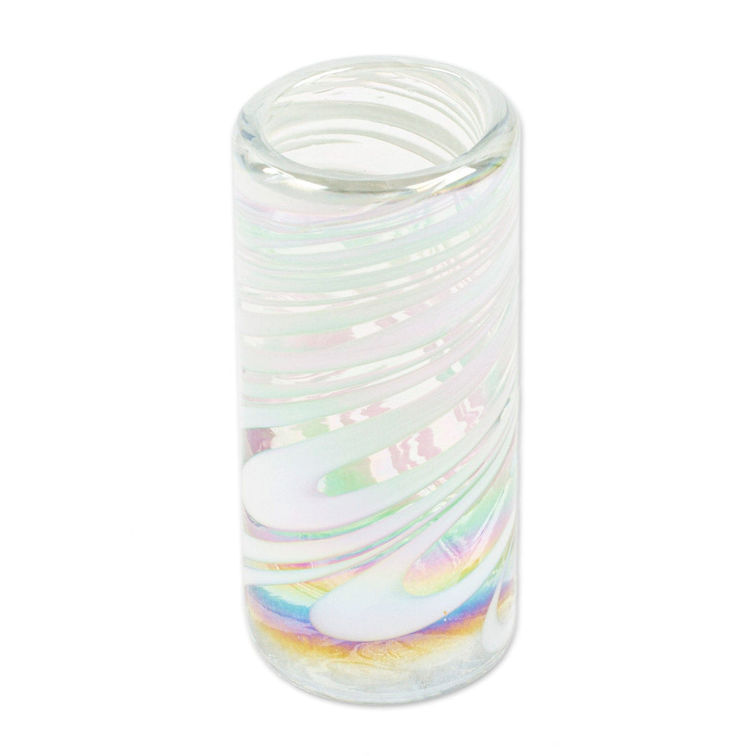 Set of 6 White Handblown Tequila Shot Glasses from Mexico - Heavenly Joy