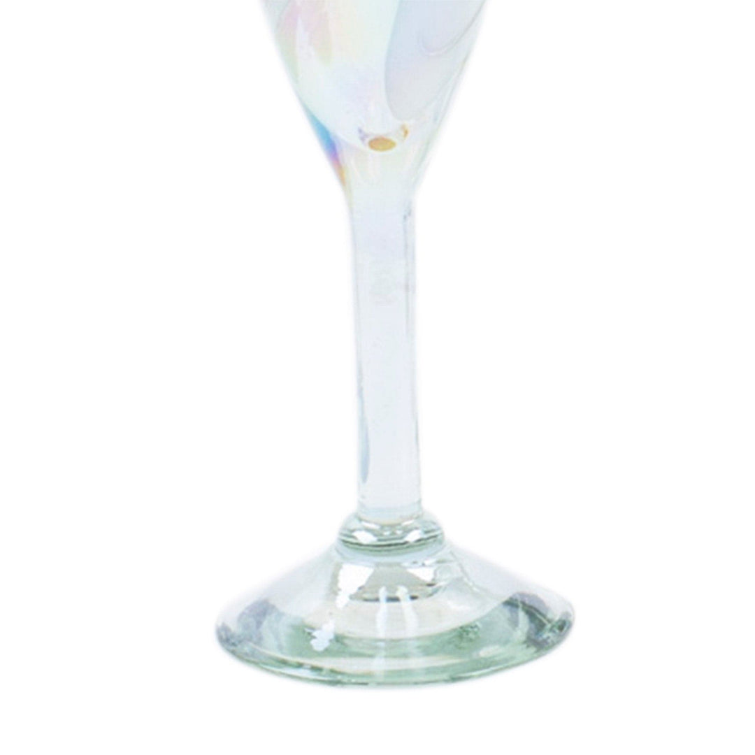 Set of 4 White Handblown Champagne Glass Flutes from Mexico - White Gala