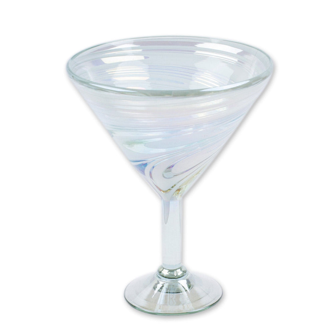 Set of 4 White Handblown Martini Glasses from Mexico - White Soirée