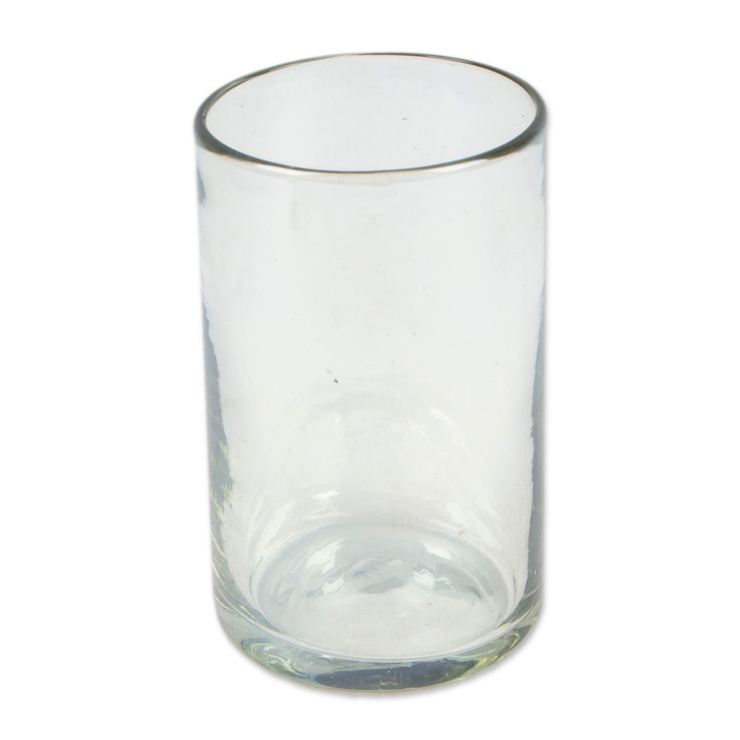 Pair of Clear Handblown Tumbler Glasses from Mexico - Ethereal Elixir