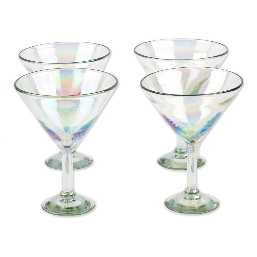 Set of 4 Clear Handblown Martini Glasses from Mexico - Ethereal Glamour