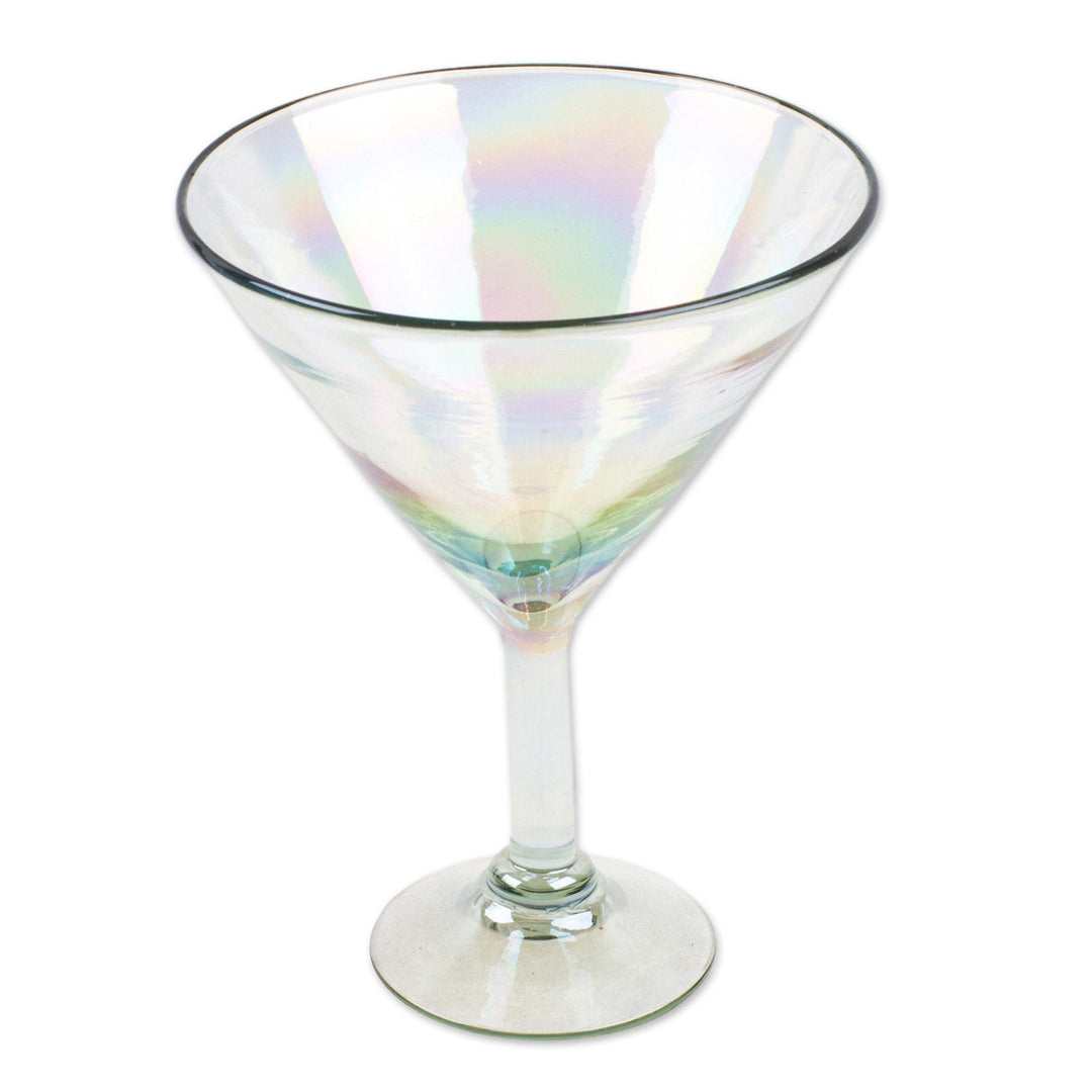 Set of 4 Clear Handblown Martini Glasses from Mexico - Ethereal Glamour