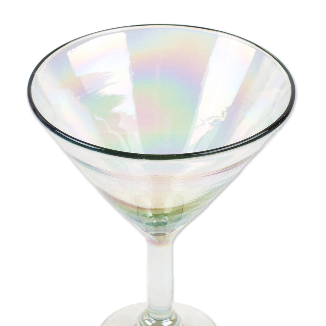 Set of 4 Clear Handblown Martini Glasses from Mexico - Ethereal Glamour