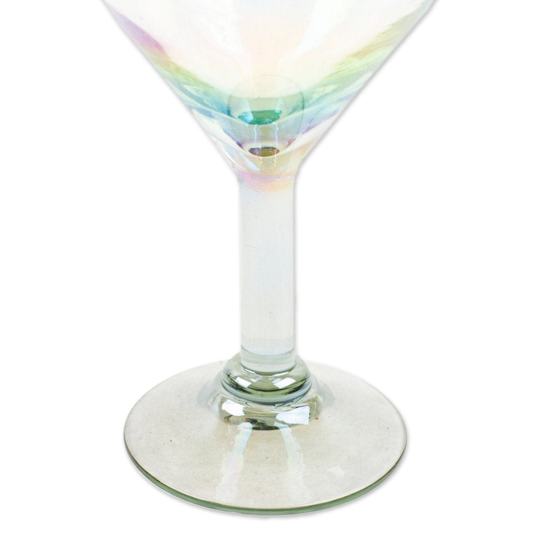 Set of 4 Clear Handblown Martini Glasses from Mexico - Ethereal Glamour