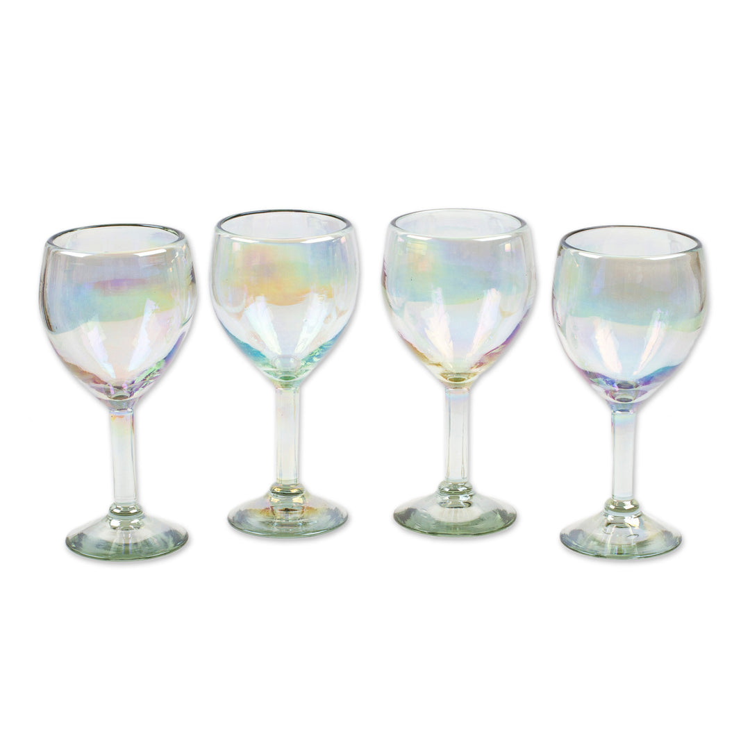 Set of 4 Clear Handblown Wine Glasses from Mexico - Ethereal Fineness