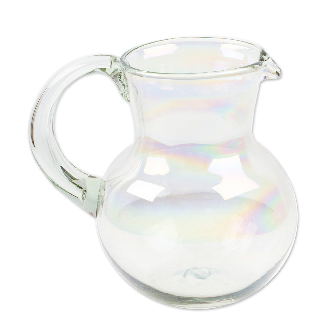 Eco-Friendly Clear Handblown Recycled Glass Pitcher - Ethereal Splendor