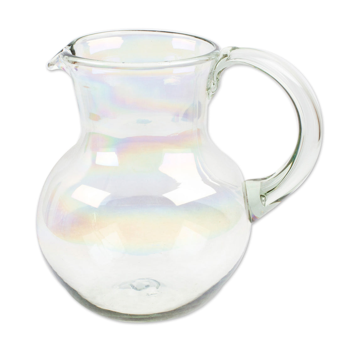 Eco-Friendly Clear Handblown Recycled Glass Pitcher - Ethereal Splendor