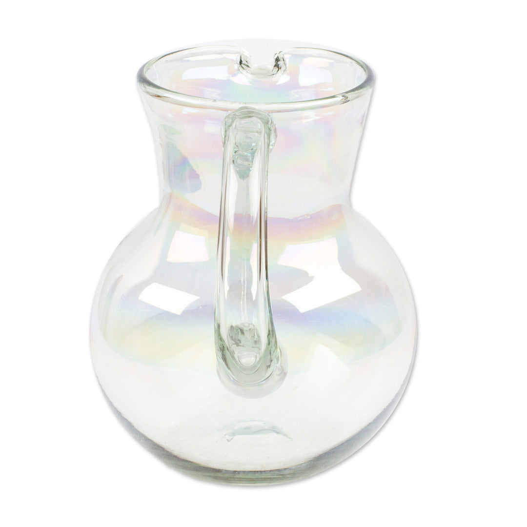 Eco-Friendly Clear Handblown Recycled Glass Pitcher - Ethereal Splendor