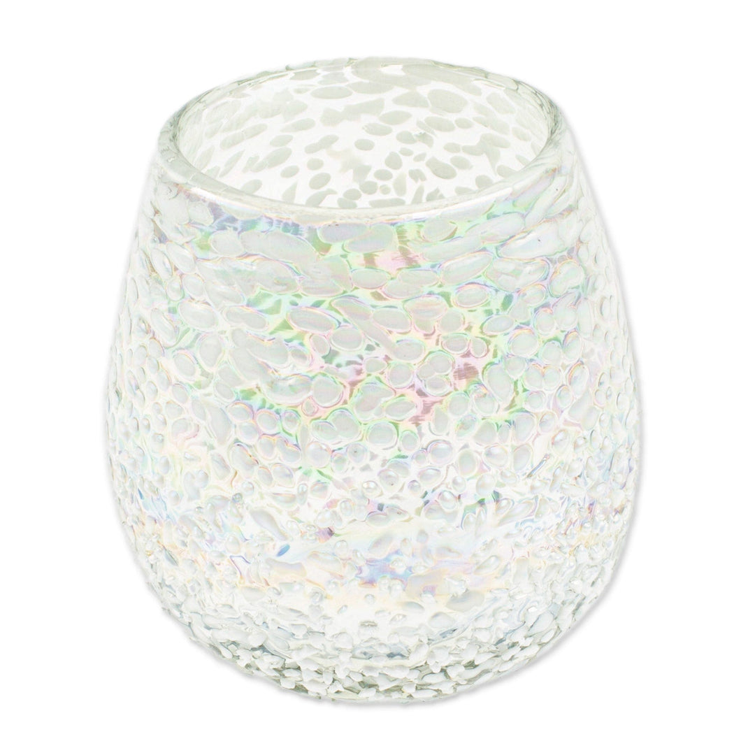 Pair of Textured Clear Handblown Stemless Wine Glasses - Divine Drops