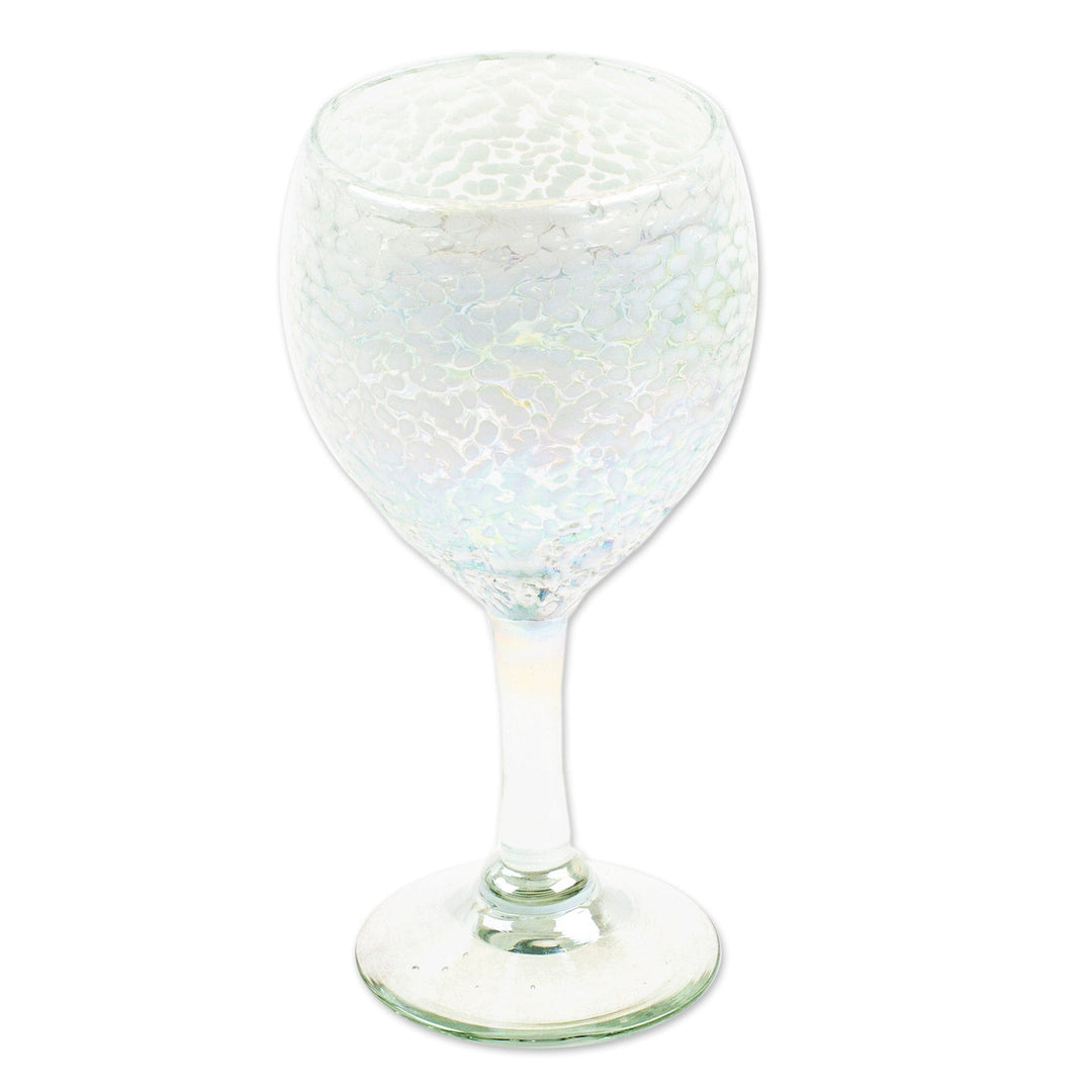 Set of 4 Frosted Wine Glasses Handblown from Recycled Glass - Frosted White