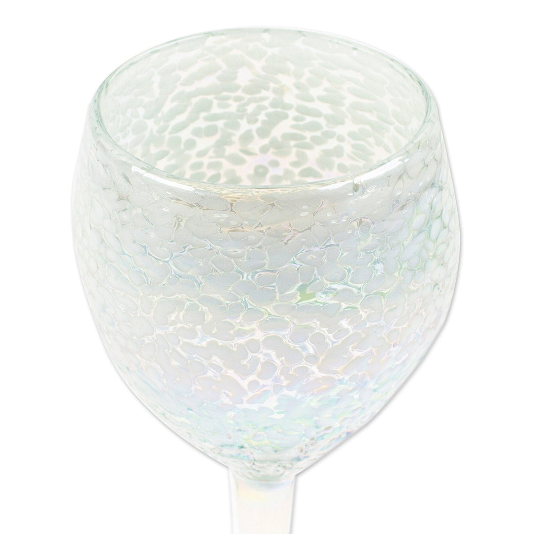 Set of 4 Frosted Wine Glasses Handblown from Recycled Glass - Frosted White