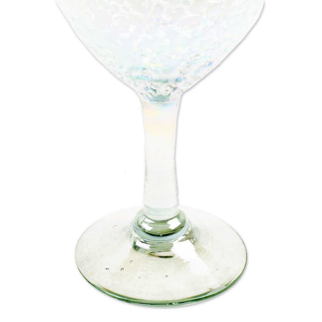 Set of 4 Frosted Wine Glasses Handblown from Recycled Glass - Frosted White