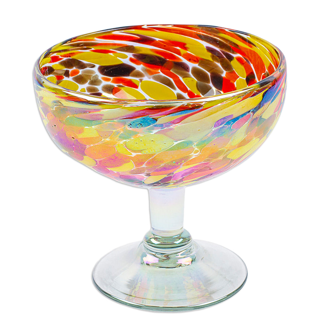 Set of 4 Multicolor Handblown Cocktail Glasses from Mexico - Intense Celebration