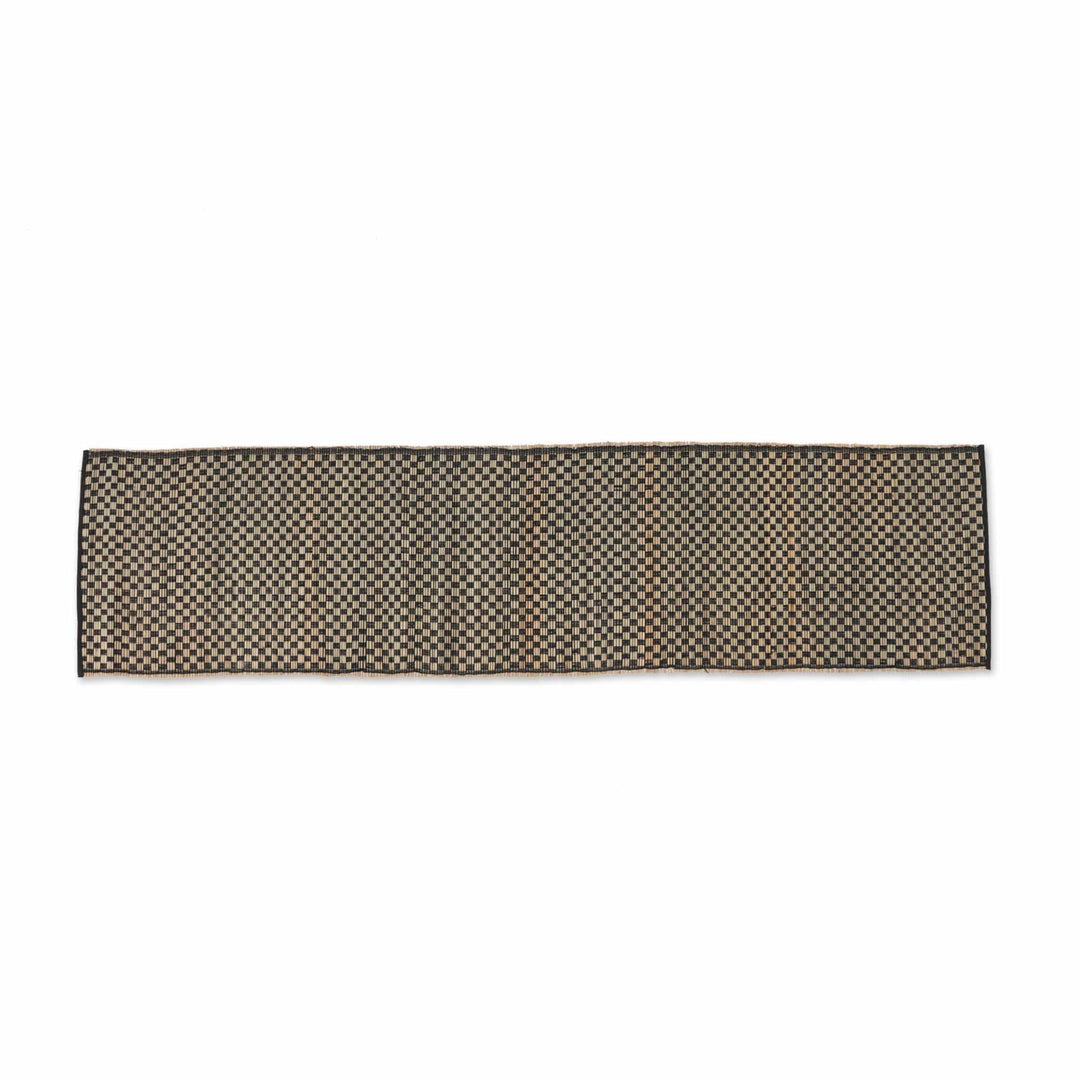 Table Runner Hand-Woven from Cotton and Natural Fibers - Chessboard