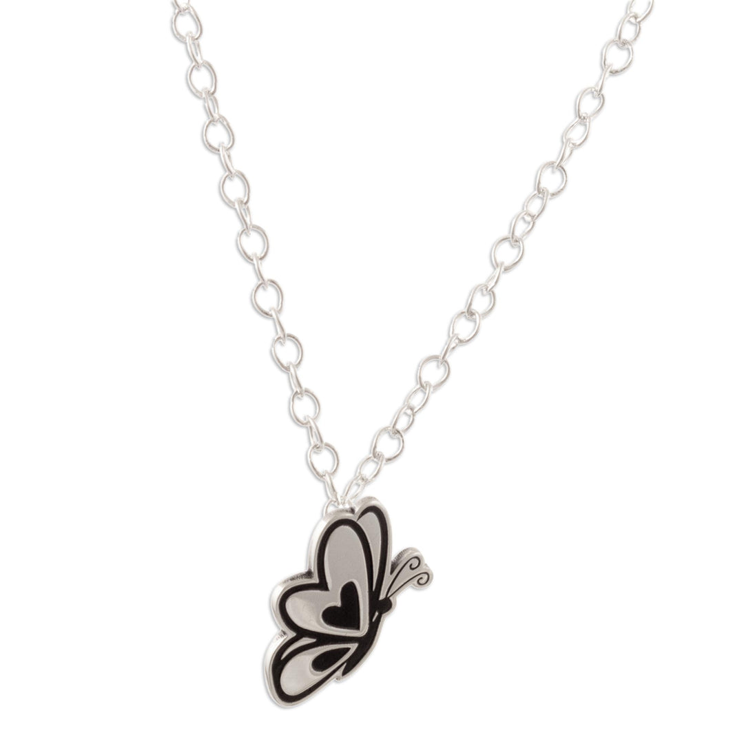 Sterling Silver Butterfly Pendant Necklace from Peru - Soaring Butterfly