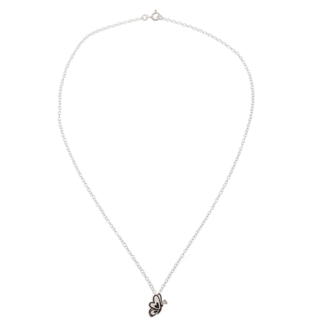 Sterling Silver Butterfly Pendant Necklace from Peru - Soaring Butterfly
