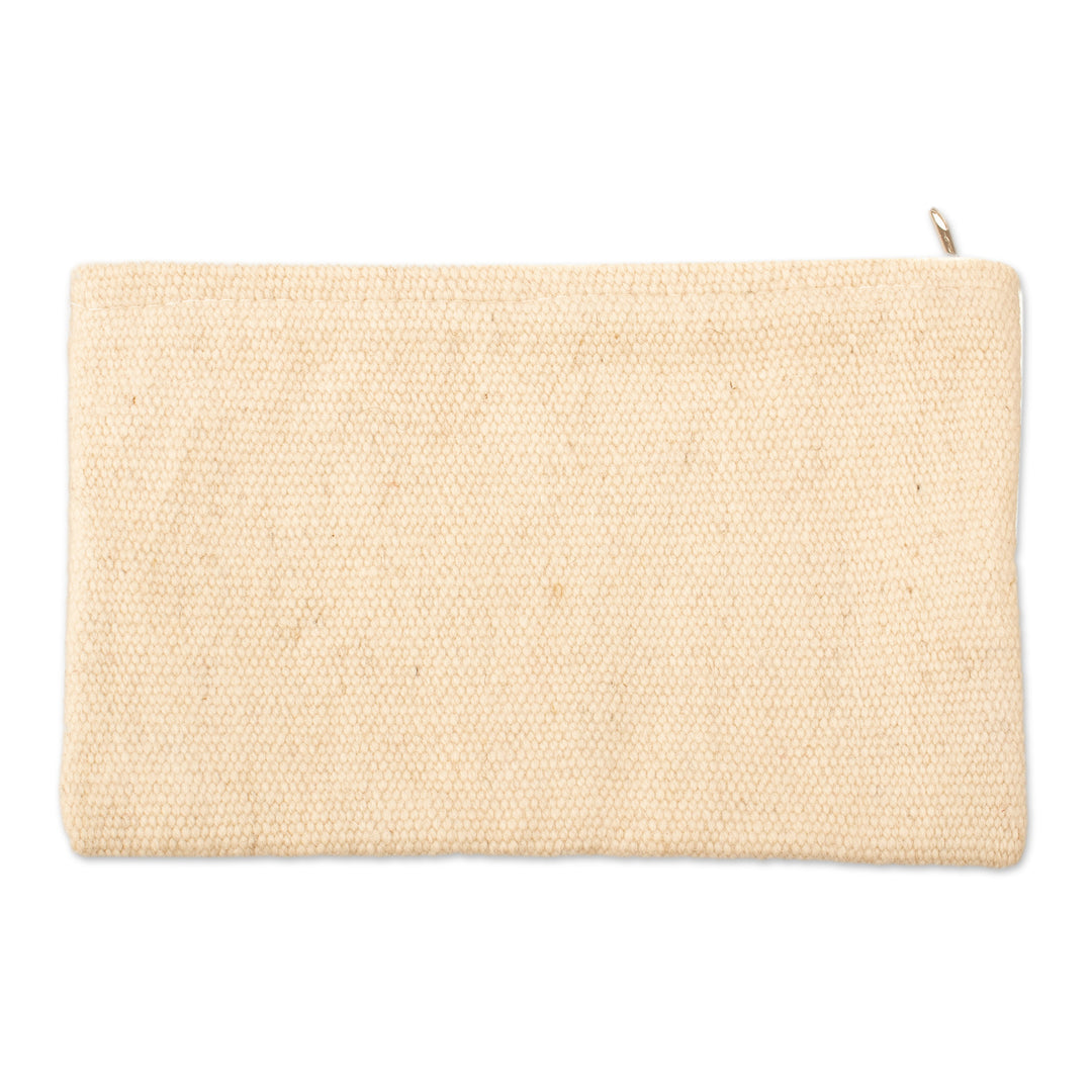 Colorful Wool Floral Cosmetic Bag Hand-Woven in Peru - Stepping Stones