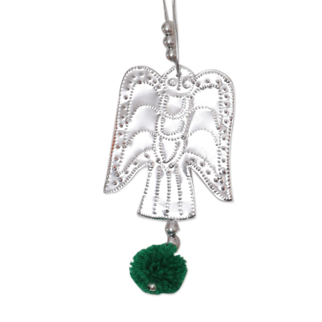 Set of 5 Handcrafted Embossed Angel Ornaments with Pompoms - Angelic Sparkles