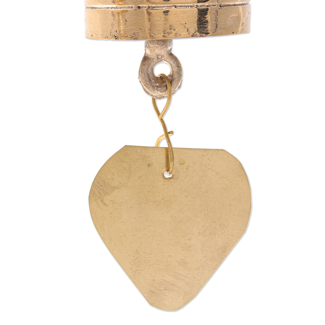 Pair of Brass Bell Ornaments with Elephants and Red Ribbons - Elephant Tune