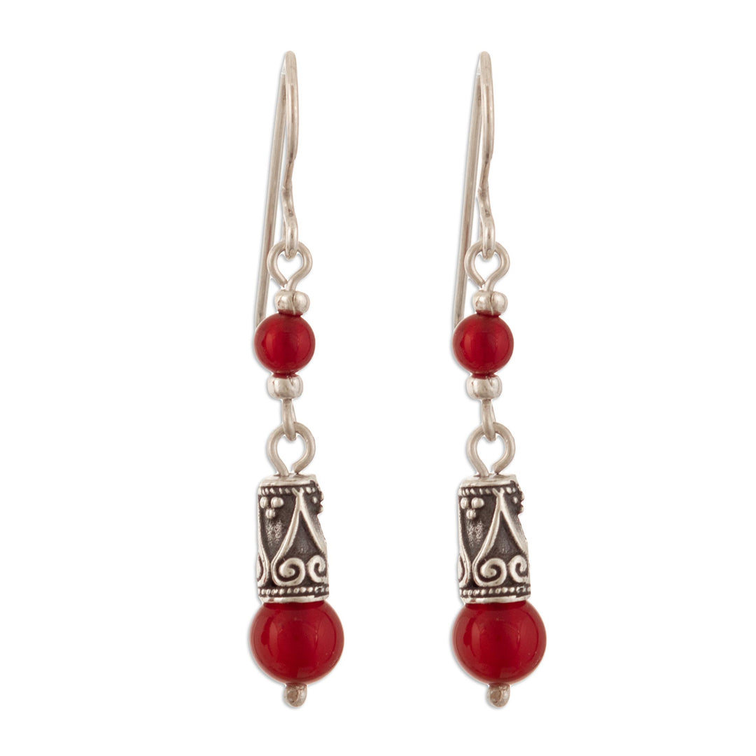 Sterling Silver Dangle Earrings with Natural Agate Stones - New Balance