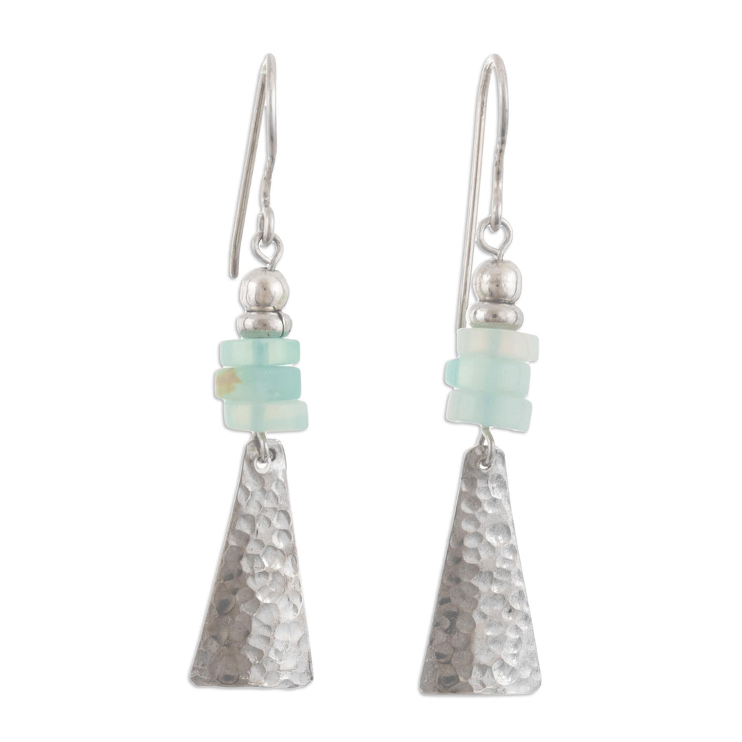 Sterling Silver and Natural Opal Dangle Earrings - Pyramids of Truth