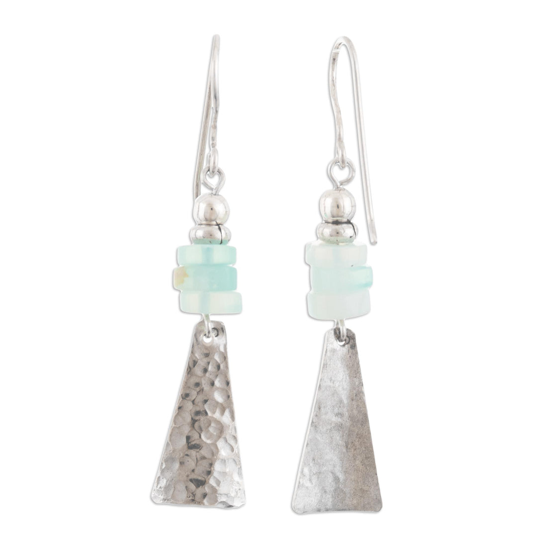 Sterling Silver and Natural Opal Dangle Earrings - Pyramids of Truth