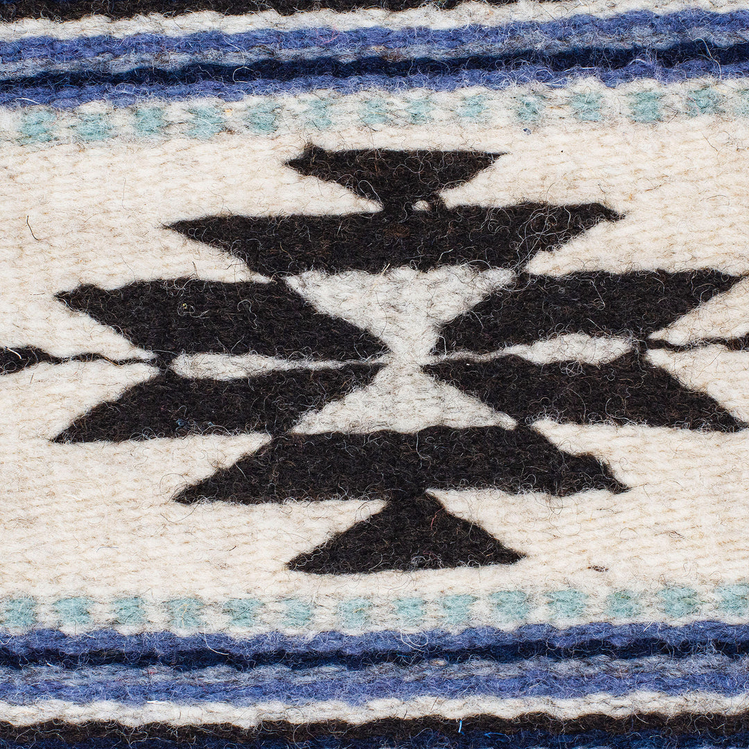 Pair of Coasters Hand-Woven from Wool with Mexican Motifs - Blue Mexico