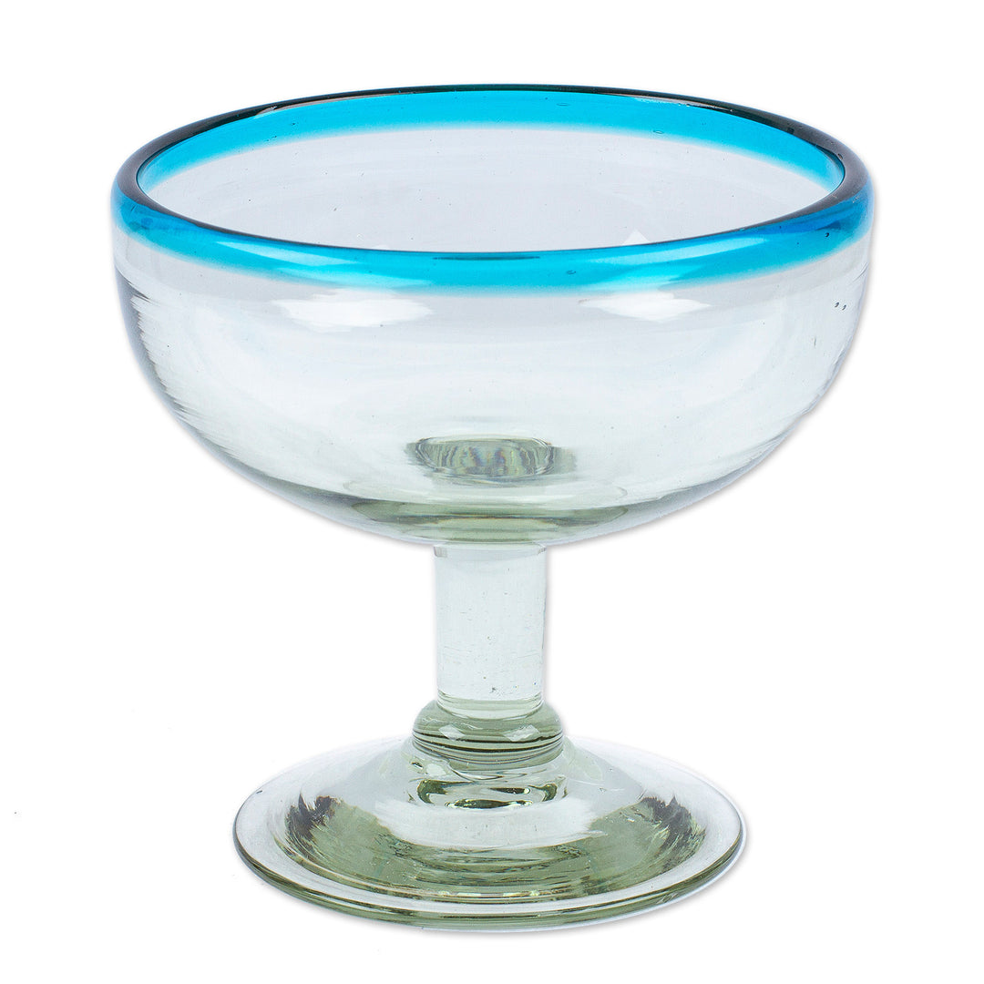 Pair of Coupe Cocktail Glasses Handblown from Recycled Glass - Aqua