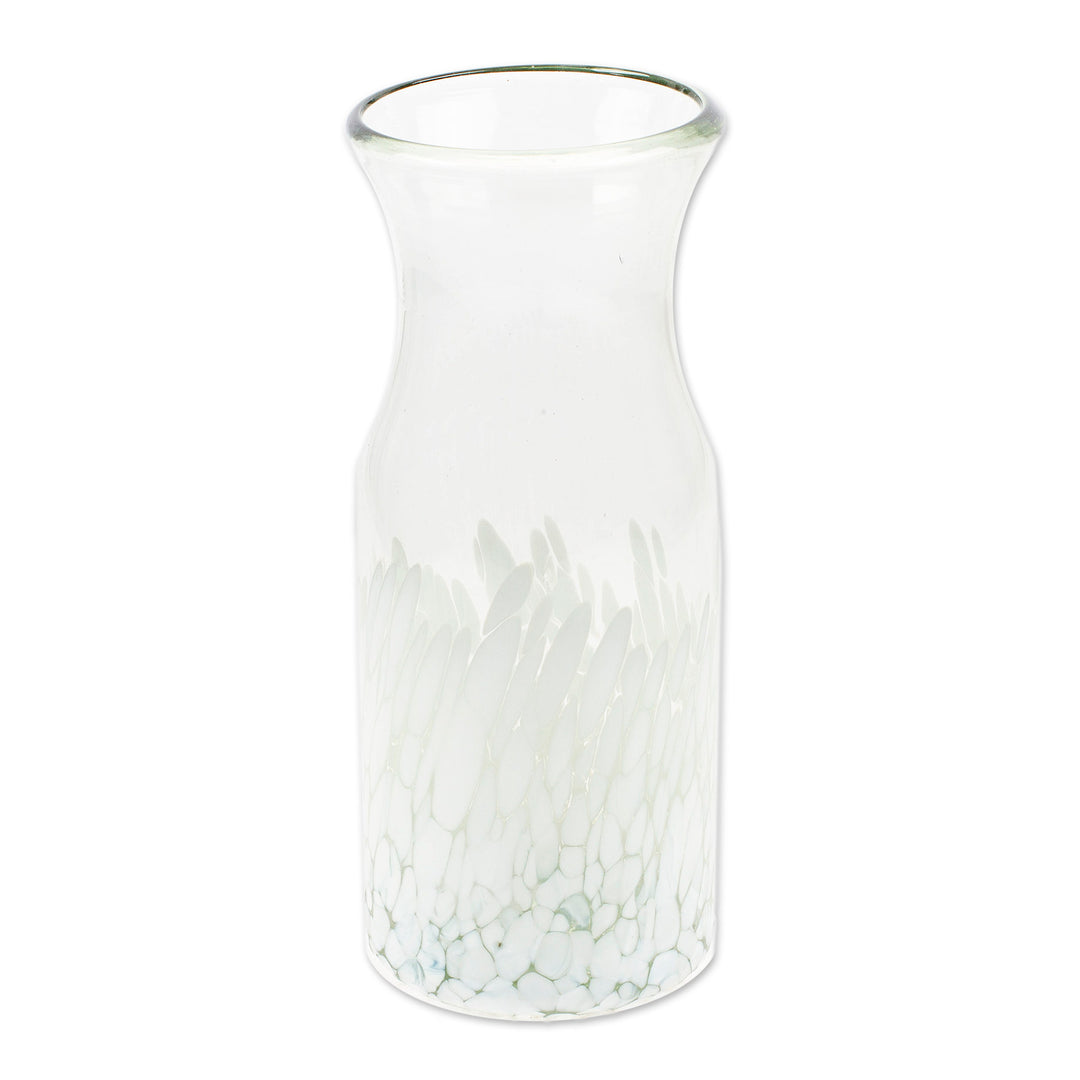 Eco-Friendly Handblown Recycled Glass Carafe from Mexico - White Frost