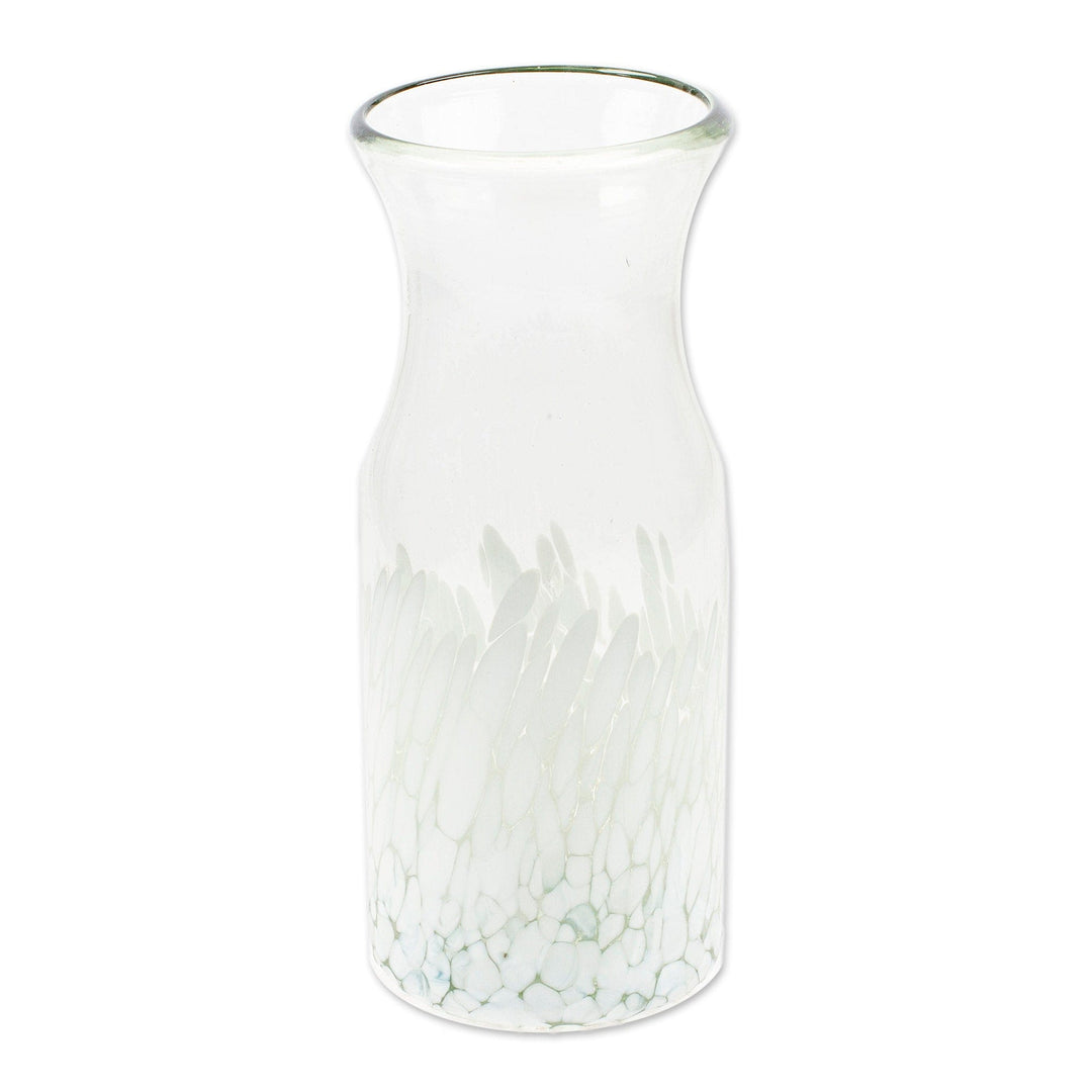 Eco-Friendly Handblown Recycled Glass Carafe from Mexico - White Strokes