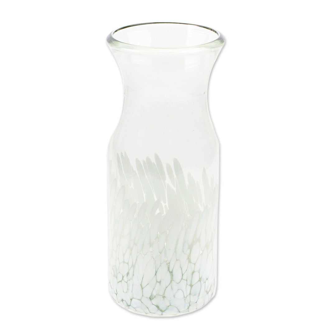 Eco-Friendly Handblown Recycled Glass Carafe from Mexico - White Strokes