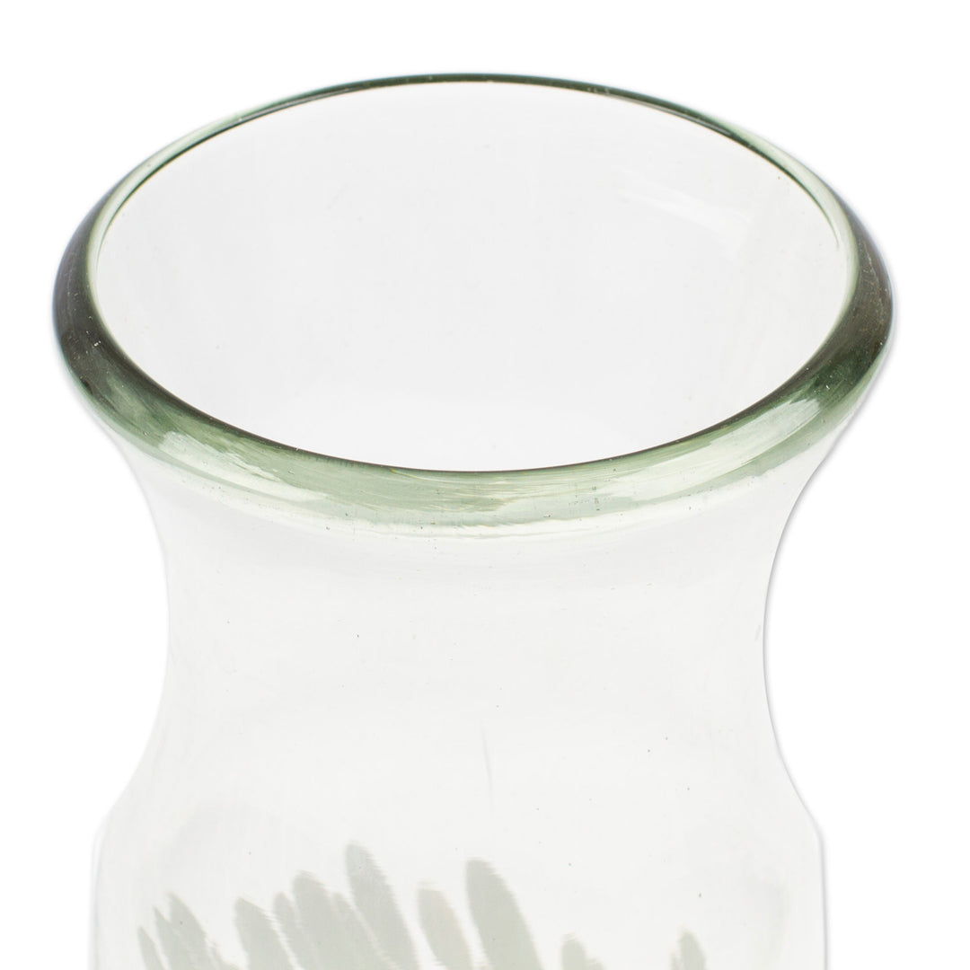 Eco-Friendly Handblown Recycled Glass Carafe from Mexico - White Frost