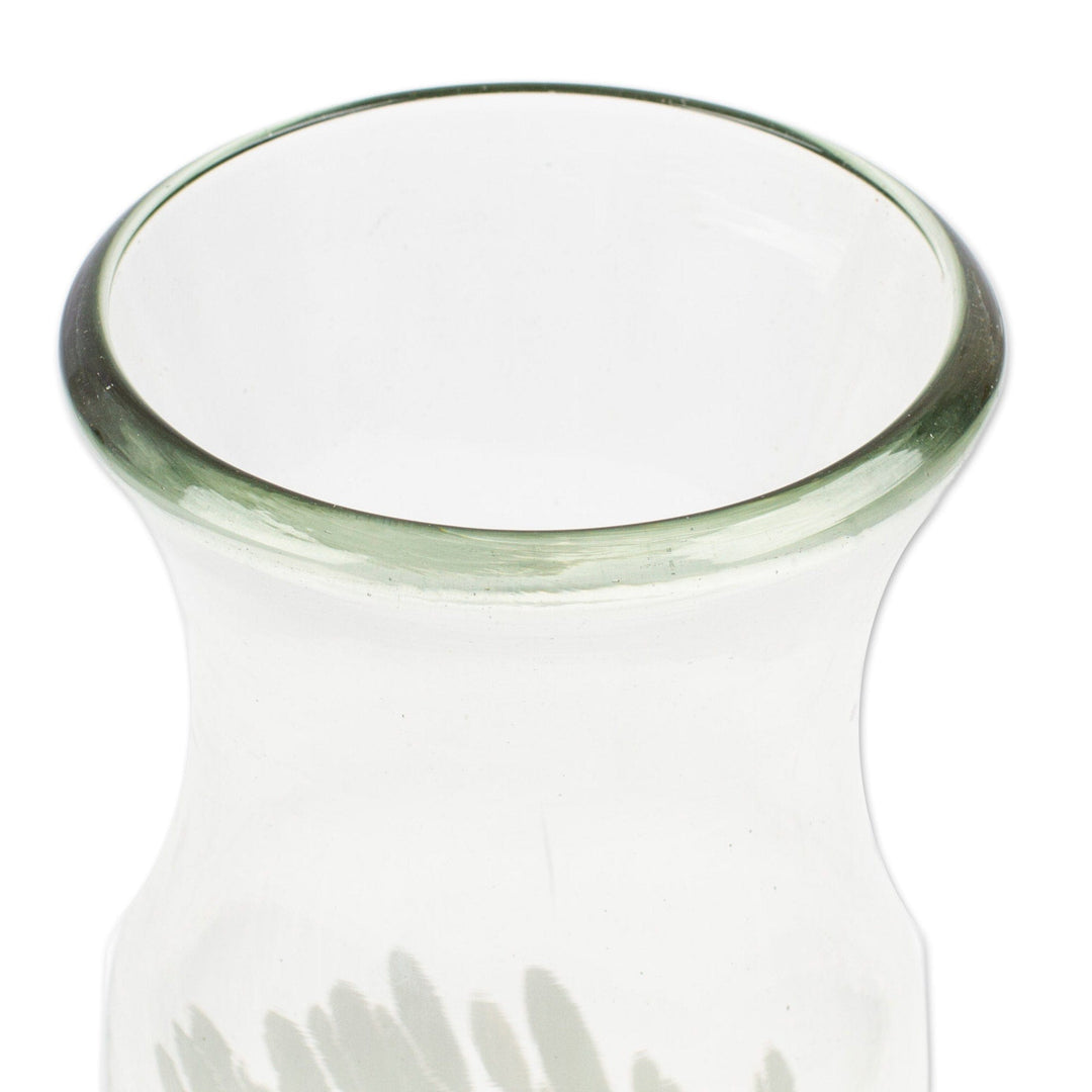 Eco-Friendly Handblown Recycled Glass Carafe from Mexico - White Strokes