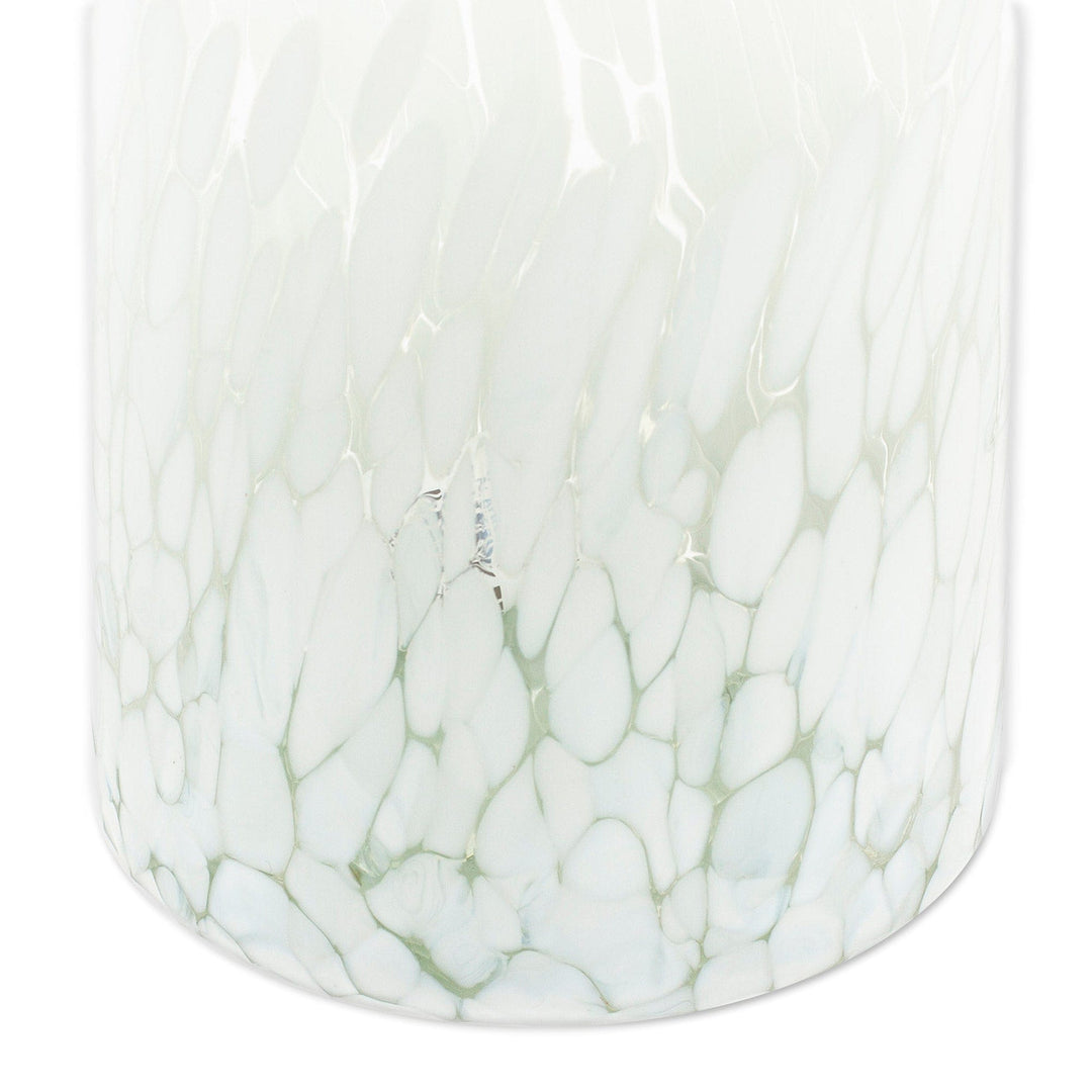 Eco-Friendly Handblown Recycled Glass Carafe from Mexico - White Strokes