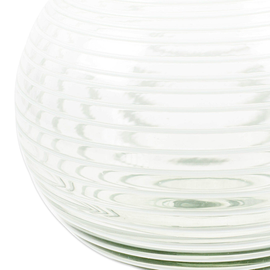 Eco-Friendly Handblown Recycled Glass Pitcher from Mexico - White Spirals