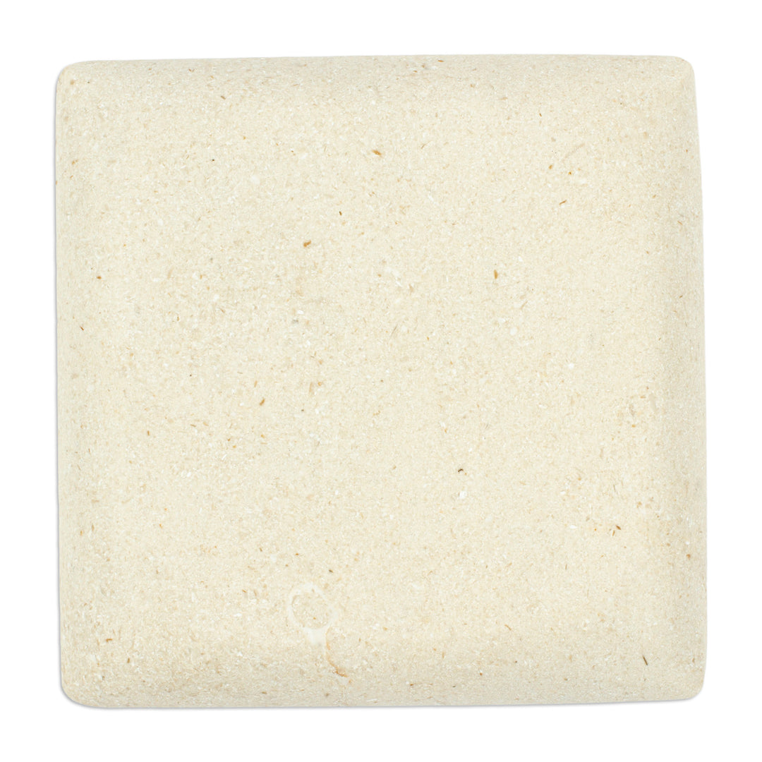 Square Plate in an Ecru Tone Handcrafted from Marble - Ecru Sophistication