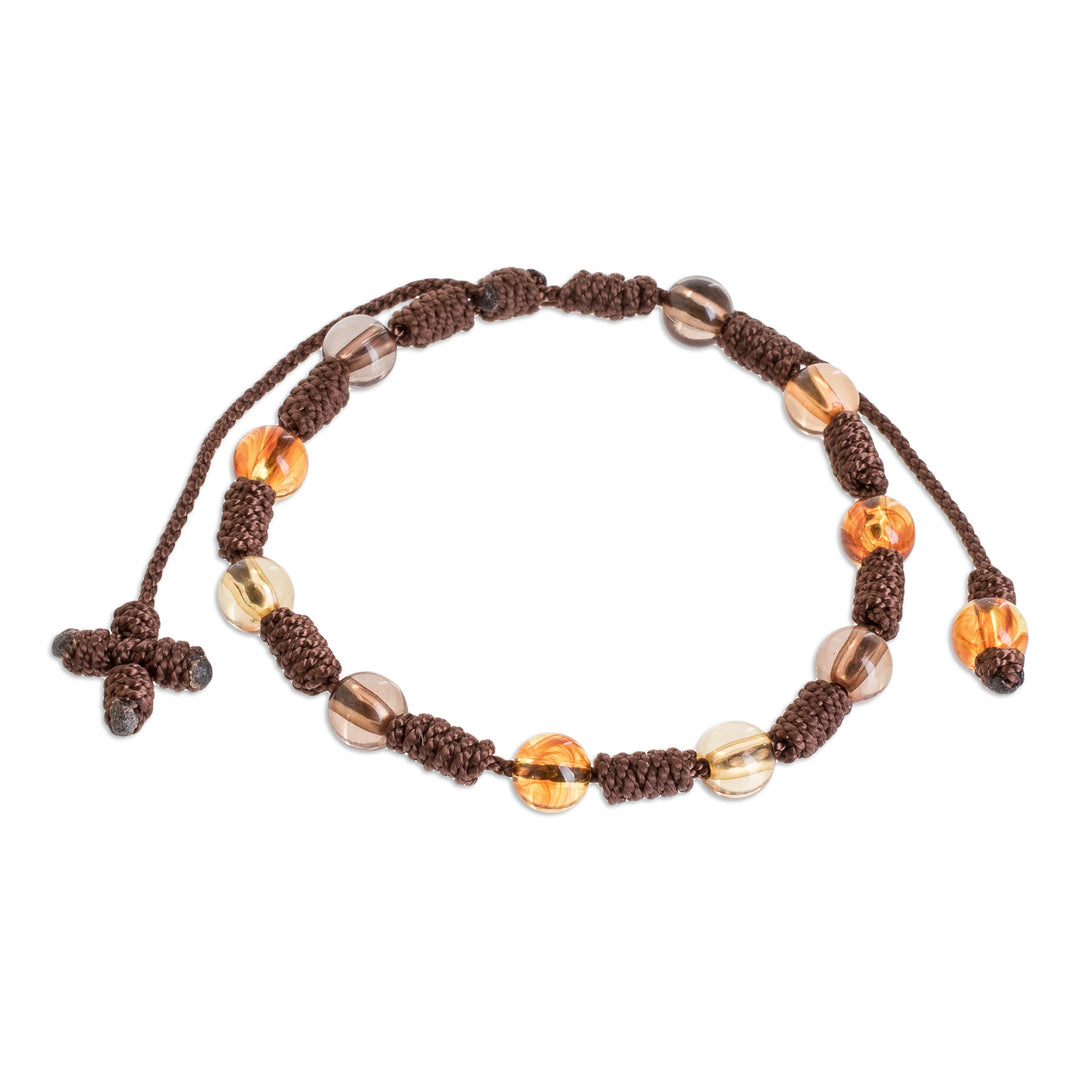 Franciscan Knot Unisex Macrame Beaded Bracelet in Brown - Franciscan Knots