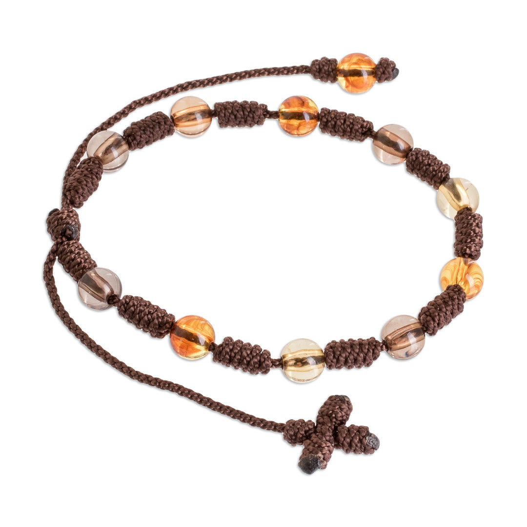 Franciscan Knot Unisex Macrame Beaded Bracelet in Brown - Franciscan Knots
