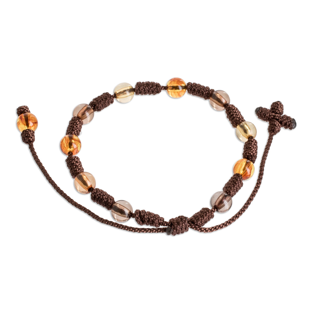 Franciscan Knot Unisex Macrame Beaded Bracelet in Brown - Franciscan Knots