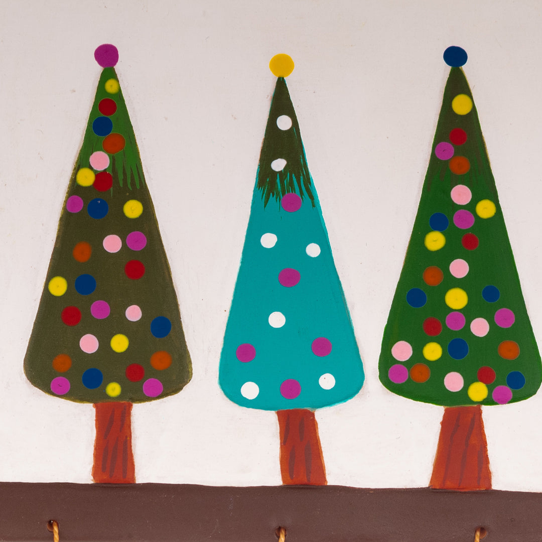 Christmas-Themed Ceramic Wall Art Hand-Painted in Peru - Christmas in the Woods