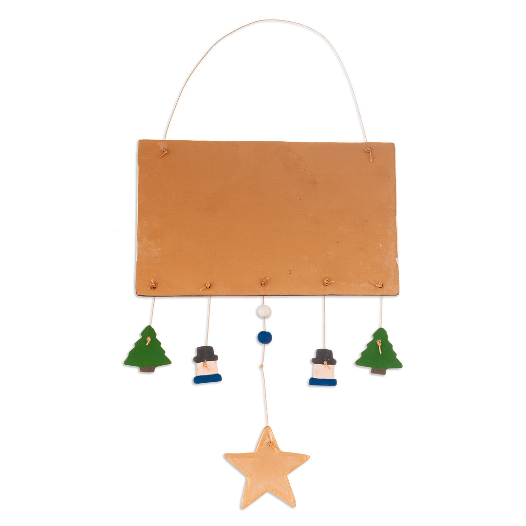 Christmas-Themed Ceramic Wall Art Hand-Painted in Peru - Christmas in the Woods