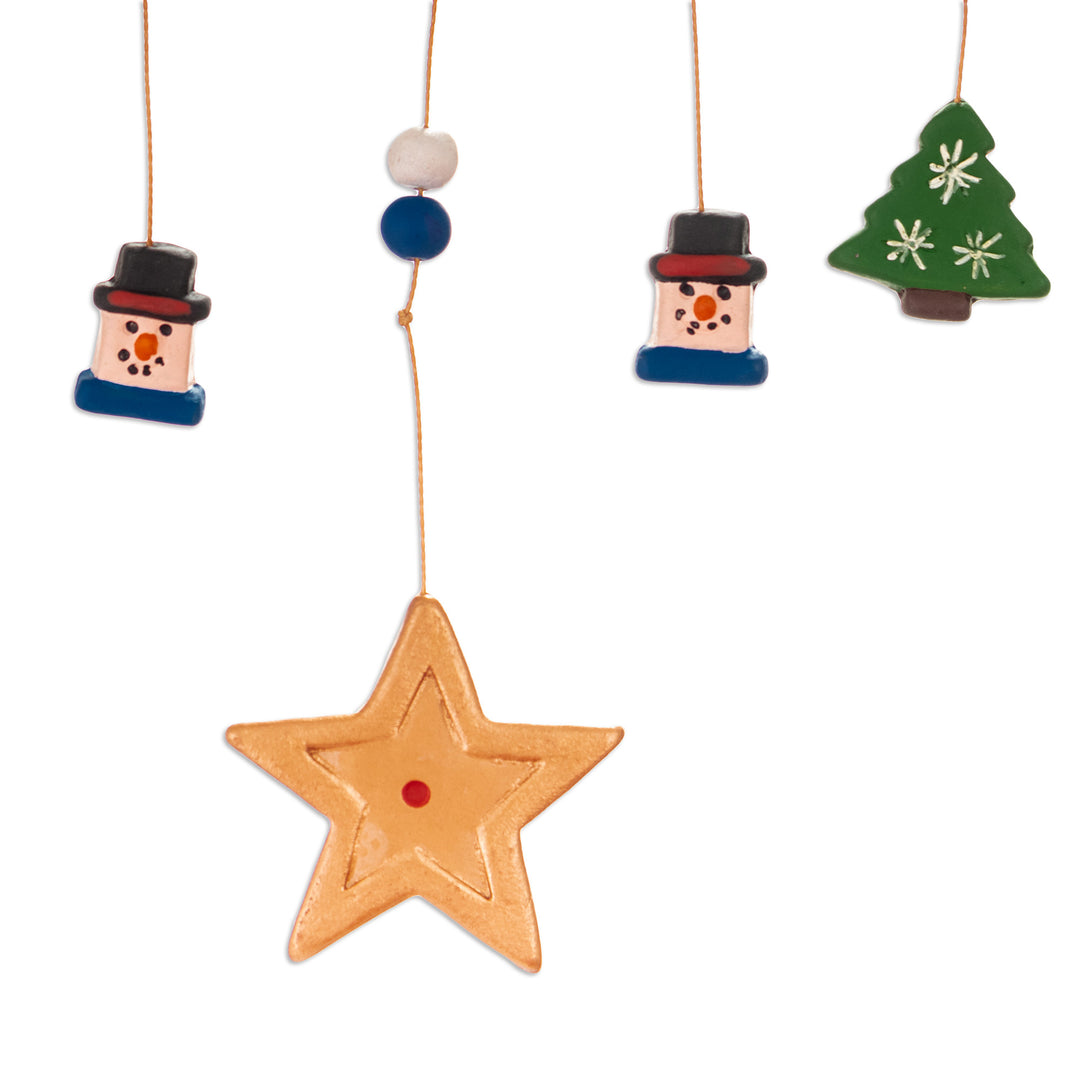 Christmas-Themed Ceramic Wall Art Hand-Painted in Peru - Christmas in the Woods