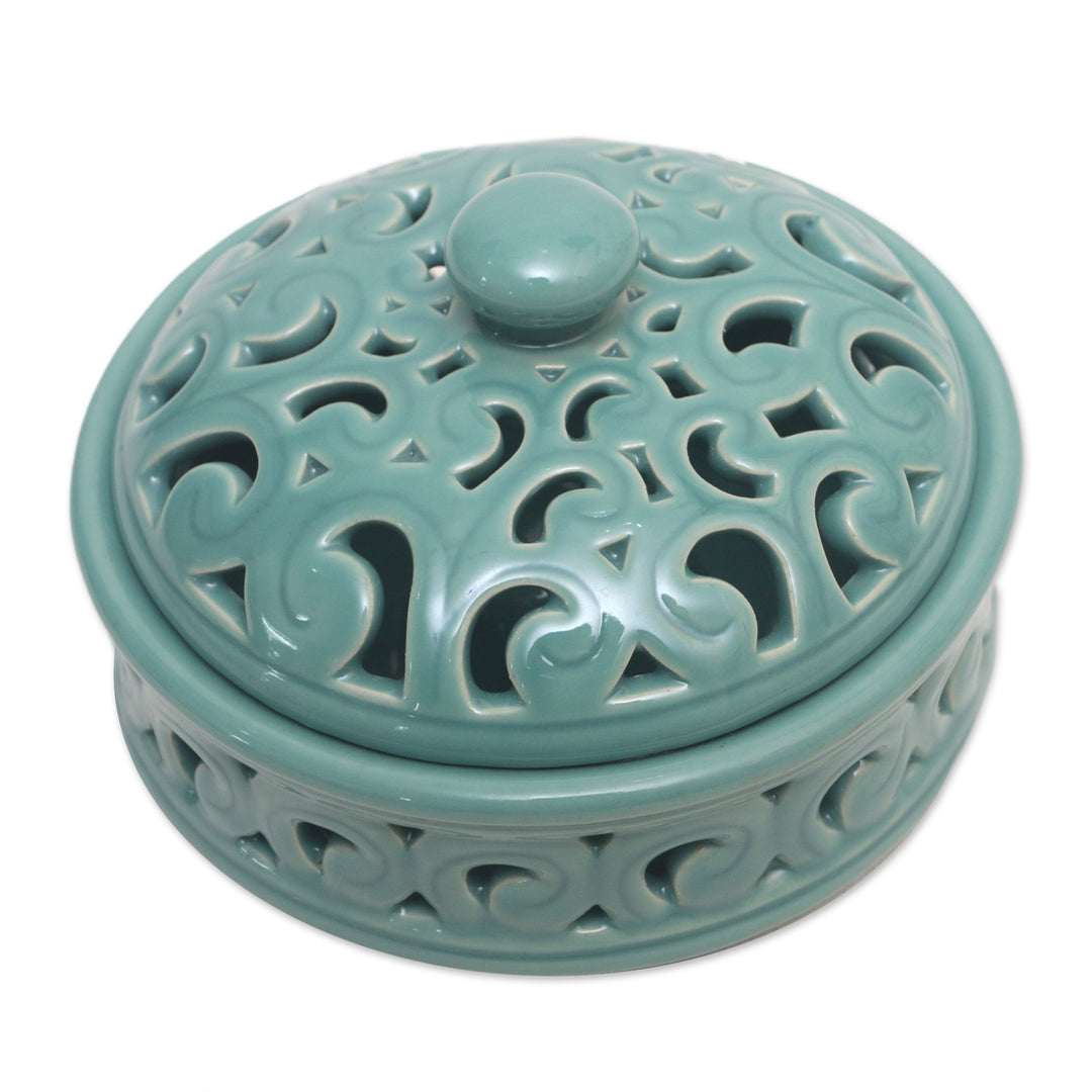 Traditional Porcelain Mosquito Coil Holder Handmade in Bali - Flowing Calm