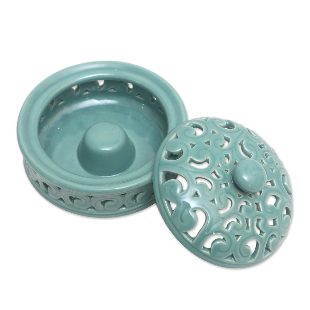 Traditional Porcelain Mosquito Coil Holder Handmade in Bali - Flowing Calm